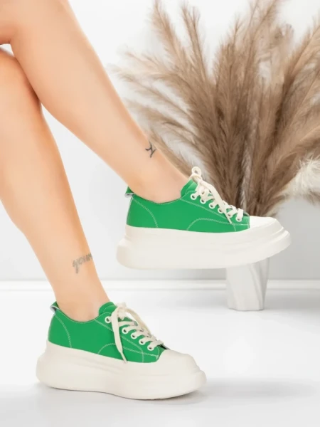 Pantofi Sport Dama din piele naturala 227802 Verde | Ad... » MeiMei.Ro