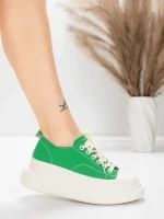 Pantofi Sport Dama din piele naturala 227802 Verde | Ad... » MeiMei.Ro