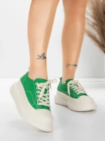 Pantofi Sport Dama din piele naturala 227802 Verde | Ad... » MeiMei.Ro