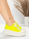 Pantofi Sport Dama din piele naturala 227802 Galben Lamaie | Advancer