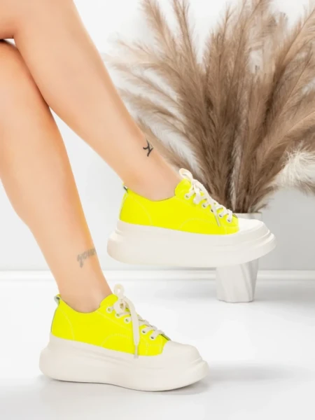 Pantofi Sport Dama din piele naturala 227802 Galben lam... » MeiMei.Ro