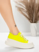 Pantofi Sport Dama din piele naturala 227802 Galben lam... » MeiMei.Ro