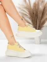Pantofi Sport Dama din piele naturala 227802 Galbel Des... » MeiMei.Ro