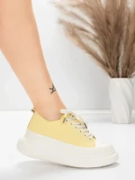 Pantofi Sport Dama din piele naturala 227802 Galbel Des... » MeiMei.Ro