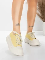 Pantofi Sport Dama din piele naturala 227802 Galbel Des... » MeiMei.Ro