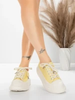 Pantofi Sport Dama din piele naturala 227802 Galbel Des... » MeiMei.Ro