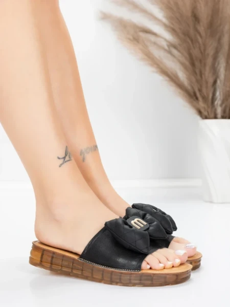 Papuci Dama cu Talpa Joasa 28118 Negru | Advancer » MeiMei.Ro