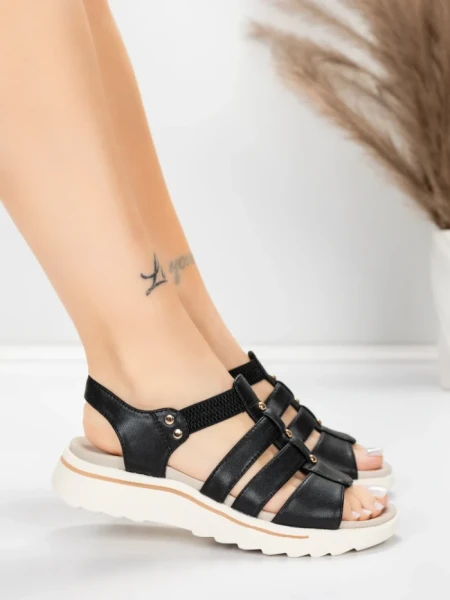 Sandale Dama cu Talpa Joasa 3FR035 Negru | Advancer » MeiMei.Ro
