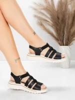 Sandale Dama cu Talpa Joasa 3FR035 Negru | Advancer » MeiMei.Ro