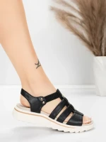 Sandale Dama cu Talpa Joasa 3FR035 Negru | Advancer » MeiMei.Ro