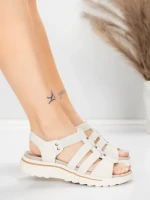 Sandale Dama cu Talpa Joasa 3FR035 Crem | Advancer » MeiMei.Ro