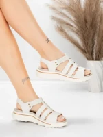 Sandale Dama cu Talpa Joasa 3FR035 Crem | Advancer » MeiMei.Ro