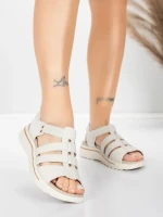 Sandale Dama cu Talpa Joasa 3FR035 Crem | Advancer » MeiMei.Ro
