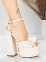 Sandale Dama cu Toc Gros si Platforma 3KV52 Bej | Mei » MeiMei.Ro