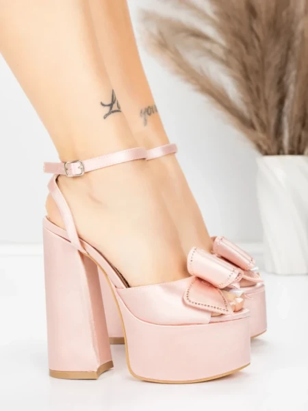 Sandale Dama cu Toc Gros si Platforma 3KV52 Roz | Mei » MeiMei.Ro