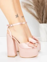 Sandale Dama cu Toc Gros si Platforma 3KV52 Roz | Mei » MeiMei.Ro