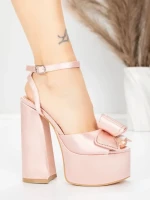 Sandale Dama cu Toc Gros si Platforma 3KV52 Roz | Mei » MeiMei.Ro