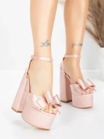 Sandale Dama cu Toc Gros si Platforma 3KV52 Roz | Mei » MeiMei.Ro