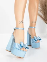 Sandale Dama cu Toc Gros si Platforma 3KV52 Turcoaz | Mei » MeiMei.Ro