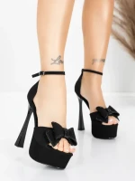 Sandale Dama cu Toc Subtire si Platforma 5DC39 Negru | Mei » MeiMei.Ro