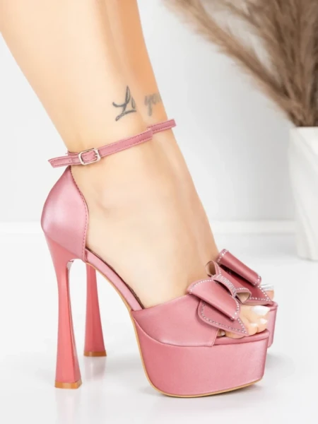 Sandale Dama cu Toc Subtire si Platforma 5DC39 Roz | Mei » MeiMei.Ro
