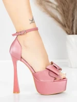 Sandale Dama cu Toc Subtire si Platforma 5DC39 Roz | Mei » MeiMei.Ro
