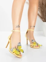 Sandale Dama cu Toc Subtire 5GS62 Galben | Mei » MeiMei.Ro