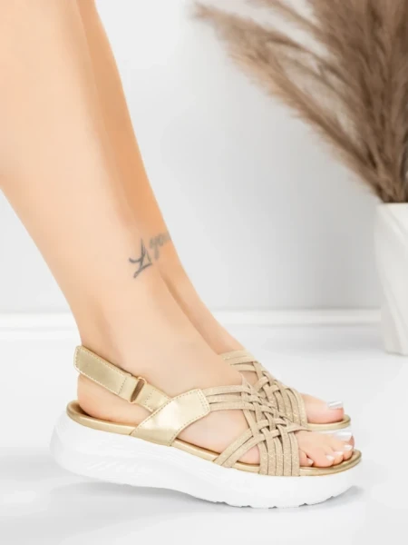 Sandale Dama cu Platforma 5GS67 Auriu | Mei » MeiMei.Ro