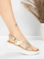 Sandale Dama cu Platforma 5GS67 Auriu | Mei » MeiMei.Ro