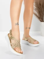 Sandale Dama cu Platforma 5GS67 Auriu | Mei » MeiMei.Ro