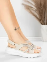 Sandale Dama cu Platforma 5GS67 Bej | Mei » MeiMei.Ro