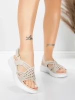 Sandale Dama cu Platforma 5GS67 Bej | Mei » MeiMei.Ro