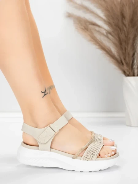 Sandale Dama cu Platforma 5GS68 Bej | Mei » MeiMei.Ro