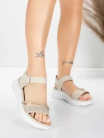 Sandale Dama cu Platforma 5GS68 Bej | Mei » MeiMei.Ro