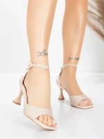 Sandale Dama cu Toc Subtire 5GZ90 Bej | Mei » MeiMei.Ro