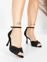 Sandale Dama cu Toc Subtire 5GZ91 Negru | Mei » MeiMei.Ro