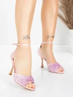 Sandale Dama cu Toc Subtire 5GZ91 Roz | Mei » MeiMei.Ro
