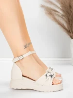 Sandale Dama cu Platforma 5H75 Bej | Mei » MeiMei.Ro