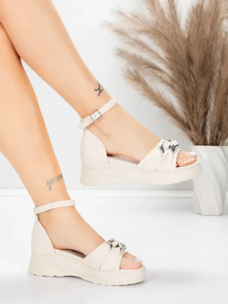 Sandale Dama cu Platforma 5H75 Bej | Mei » MeiMei.Ro