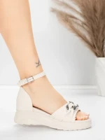 Sandale Dama cu Platforma 5H75 Bej | Mei » MeiMei.Ro