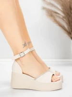 Sandale Dama cu Platforma 5H76 Bej | Mei » MeiMei.Ro