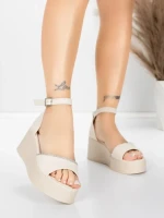 Sandale Dama cu Platforma 5H76 Bej | Mei » MeiMei.Ro
