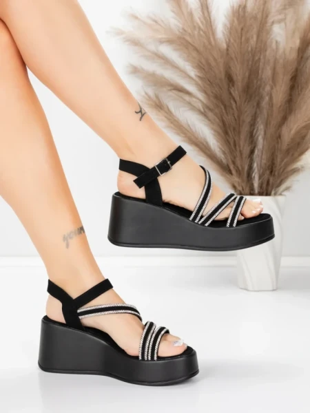 Sandale Dama cu Platforma 5H78 Negru | Mei » MeiMei.Ro