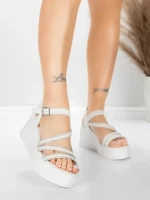 Sandale Dama cu Platforma 5H78 Alb | Mei » MeiMei.Ro