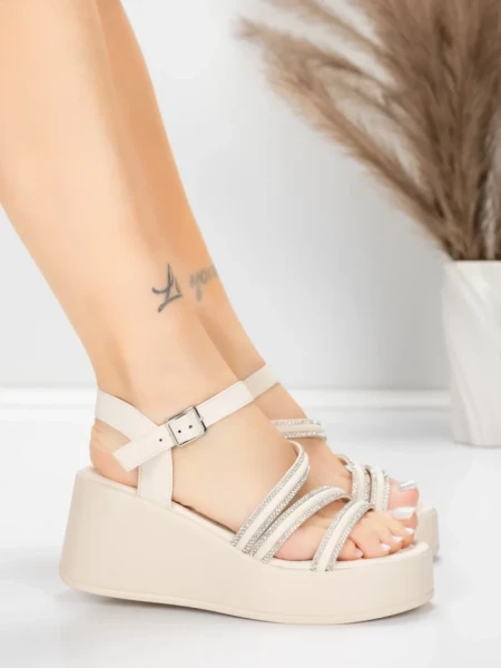 Sandale Dama cu Platforma 5H78 Bej | Mei » MeiMei.Ro