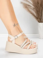 Sandale Dama cu Platforma 5H78 Bej | Mei » MeiMei.Ro