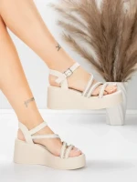 Sandale Dama cu Platforma 5H78 Bej | Mei » MeiMei.Ro