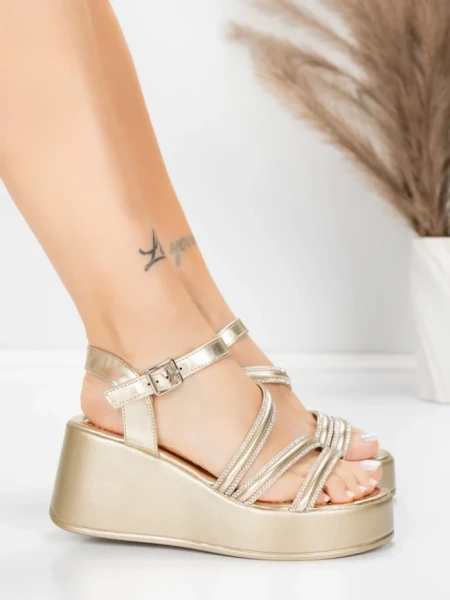 Sandale Dama cu Platforma 5H78 Auriu | Mei » MeiMei.Ro
