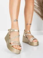 Sandale Dama cu Platforma 5H78 Auriu | Mei » MeiMei.Ro