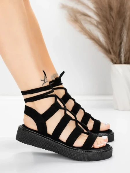 Sandale Dama cu Talpa Joasa 5H79 Negru | Mei » MeiMei.Ro